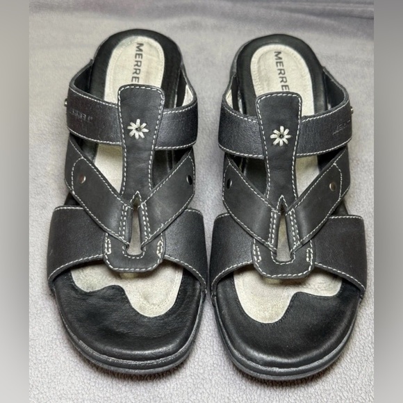 MERRELL Luxe Slide Sandal Womens Size 10 Black Strappy Slip On Cushioned Comfort - Picture 2 of 12